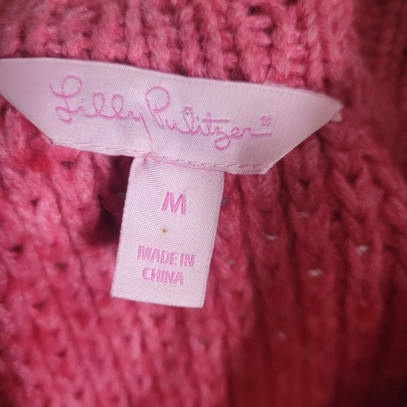 Lilly Pulitzer Salmon Pink Cardigan Sweater Medium - Picture 4 of 4